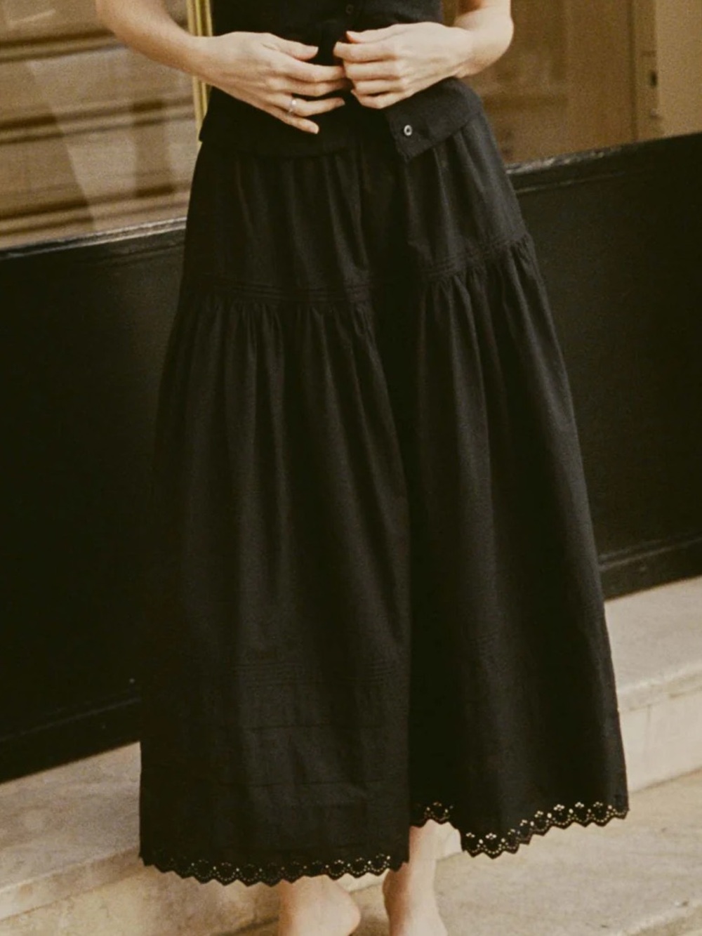 Doen Black Tiered Sebastiane Skirt